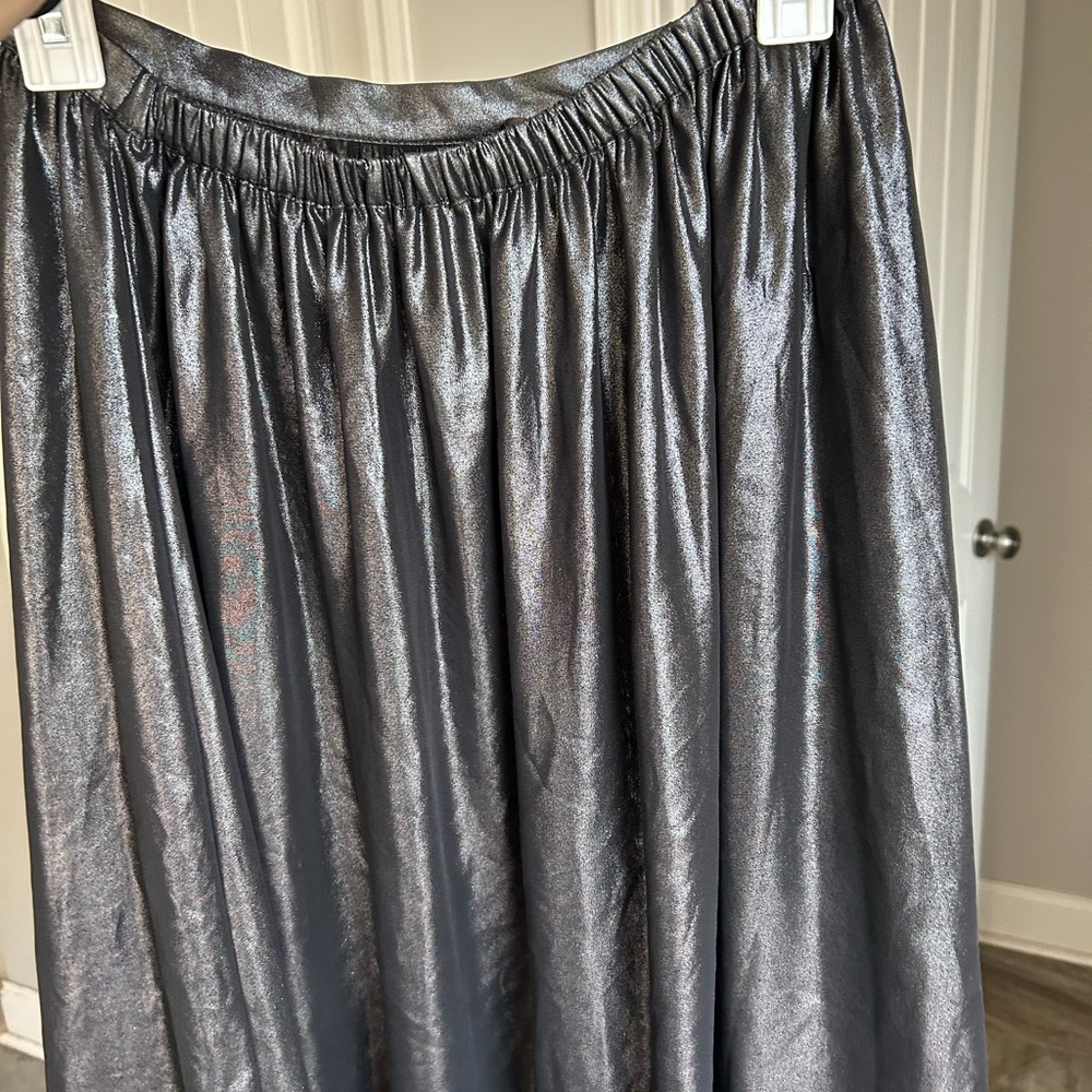 Zara Metallic Pewter Shimmer Midi Skirt - Picture 6 of 7